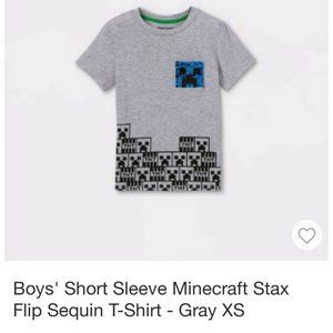 Boys' Minecraft Stax Flip Sequin T-Shirt- Gray